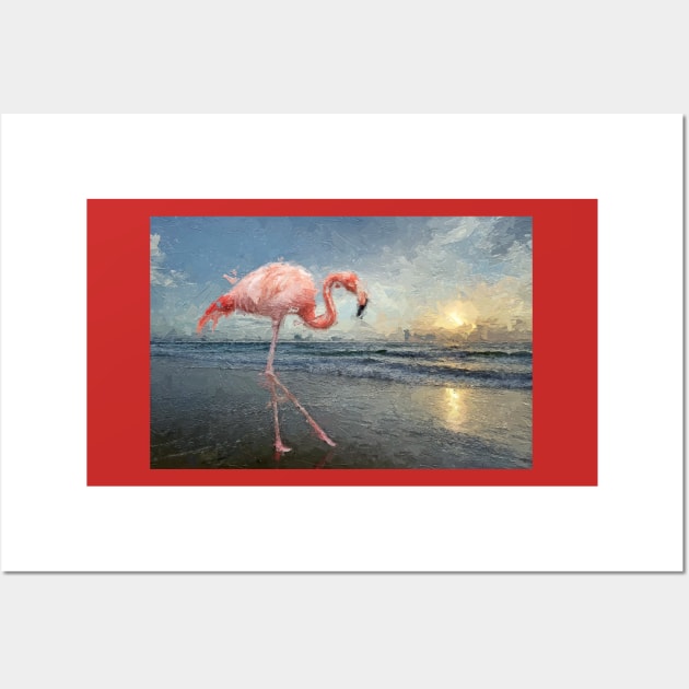 Flamingo on the Beach Wall Art by Custom Autos